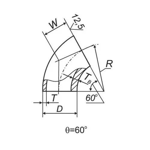 Отводы 60 в ВУС 25x32x2 мм 17Г1С ГОСТ 17375-2001