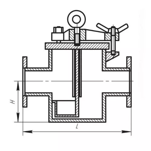 Сварная фланцевая проходная грязевая коробка стальная 150x0.25 мм 594-03.124-2 ГОСТ 5.5423-80